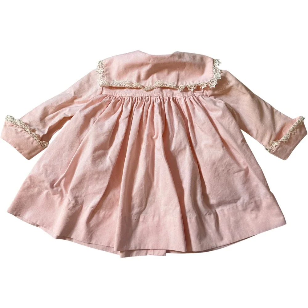Suzy Brooks Suzanne Godart Vintage Girls Pink Lace Trim‎ Swing Coat Jacket Retro